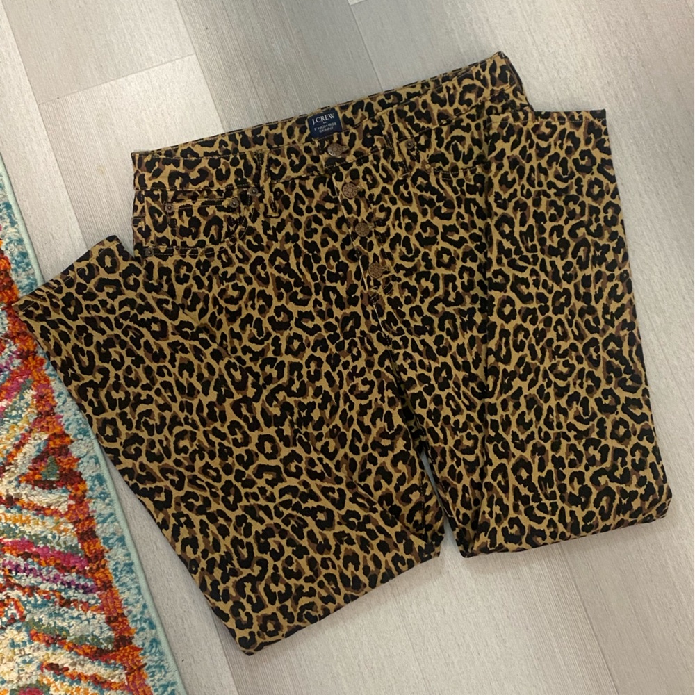 J. Crew EUC Leopard Jeans High Rise Black, Tan & Brown Size 31